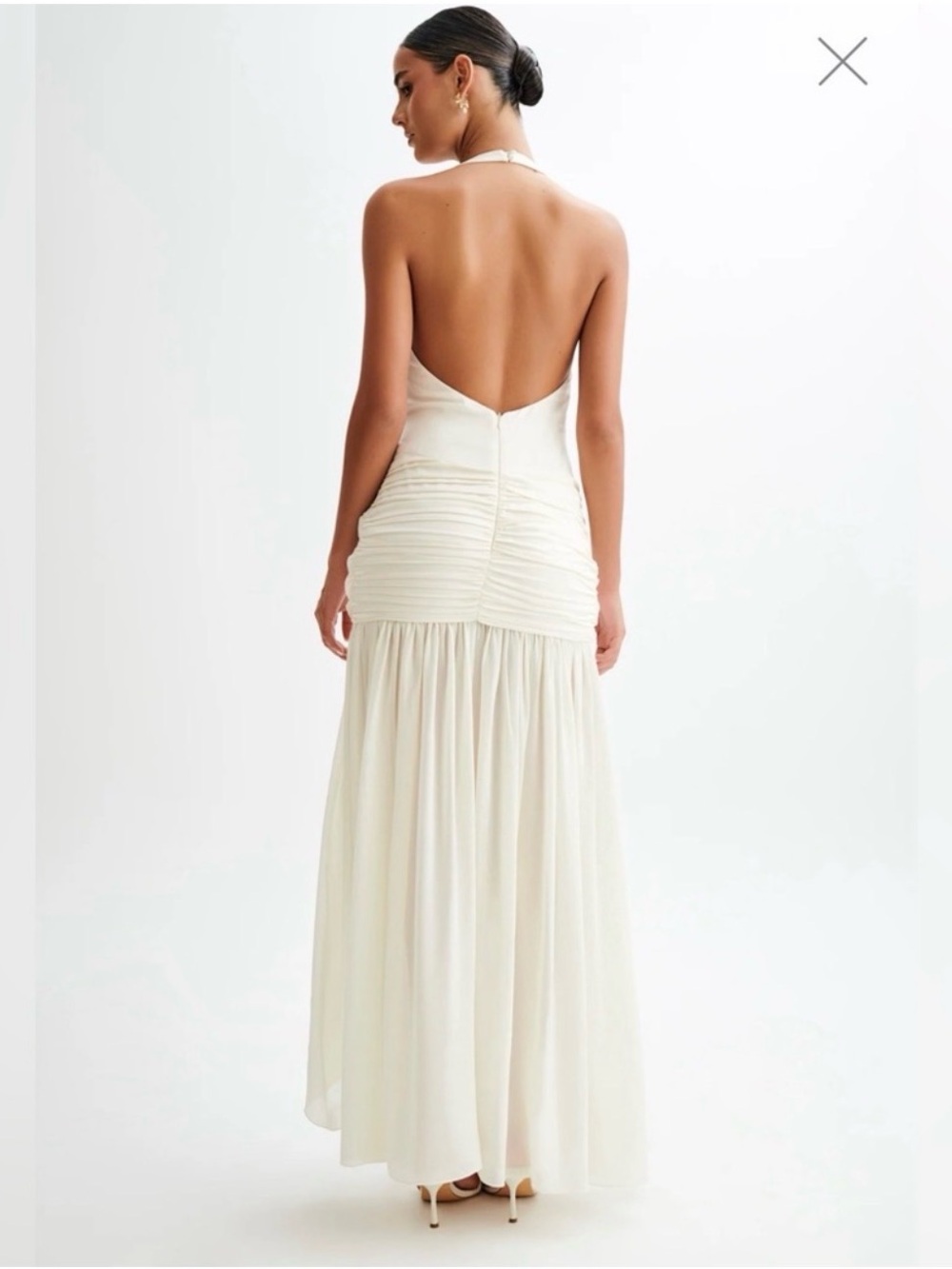 Meshki Graziana Satin Chiffon Plunge Maxi